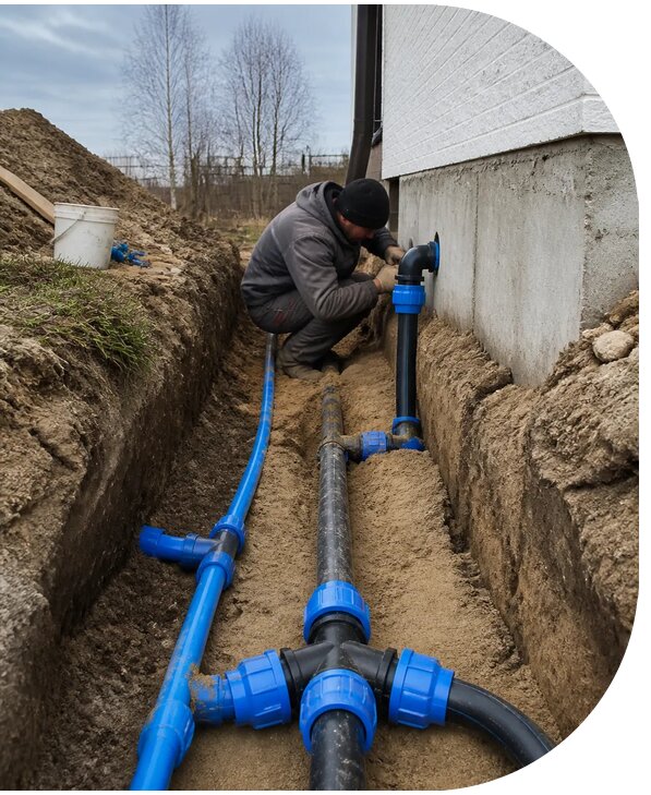 Монтаж наружного водопровода на участке под ключ в Ростове